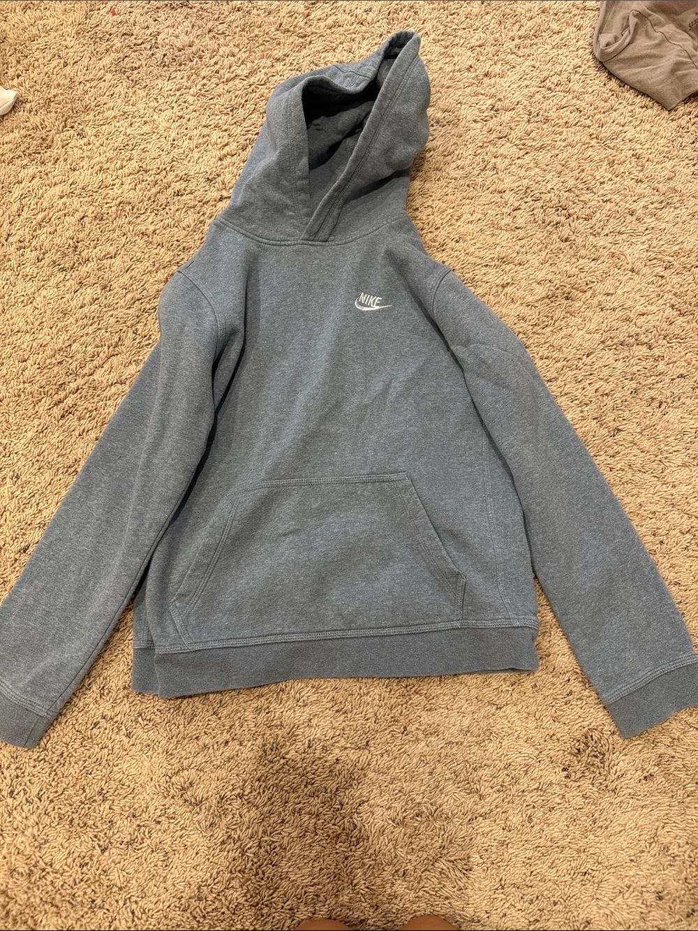 Nike Heather Gray Hoodie with White Swoosh